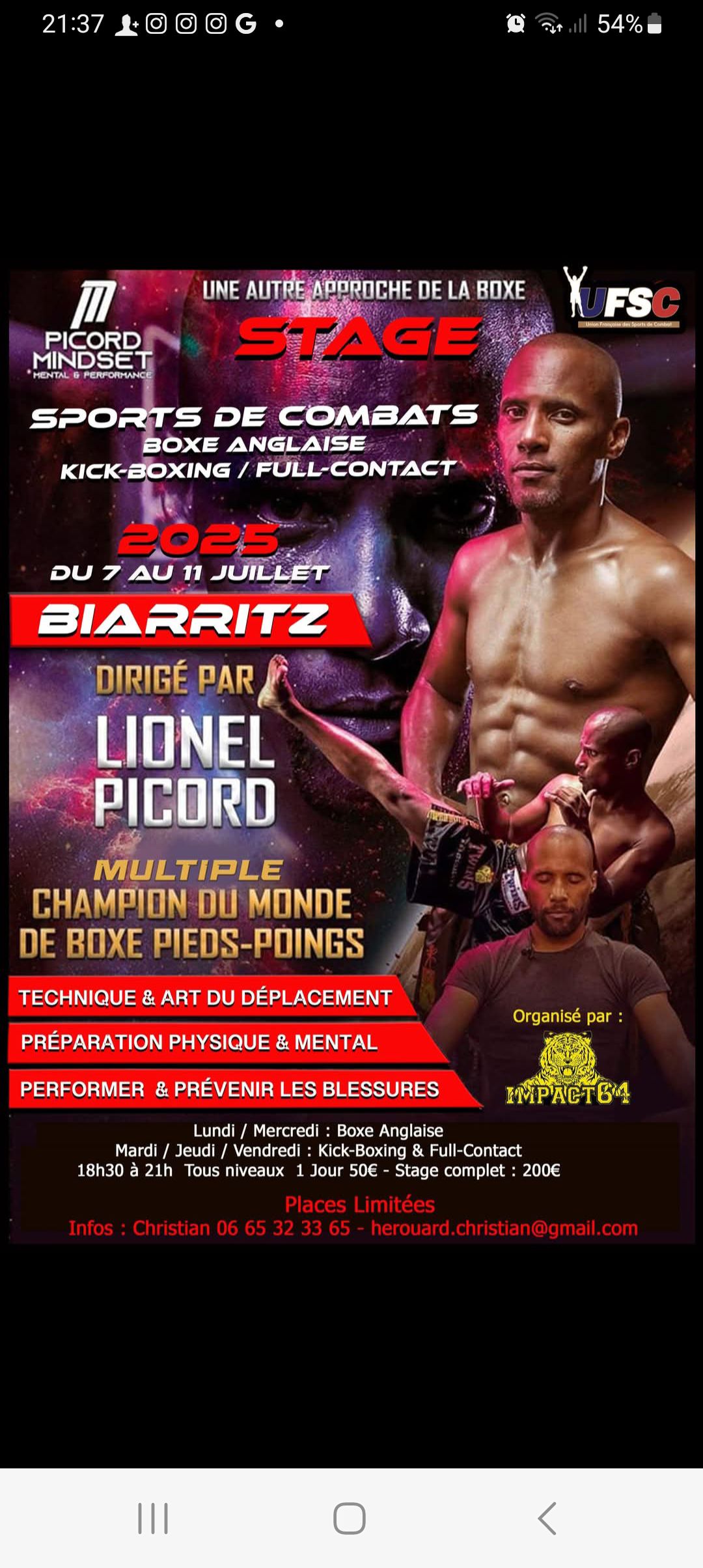 Stage Lionel Picord Biarritz UFSC