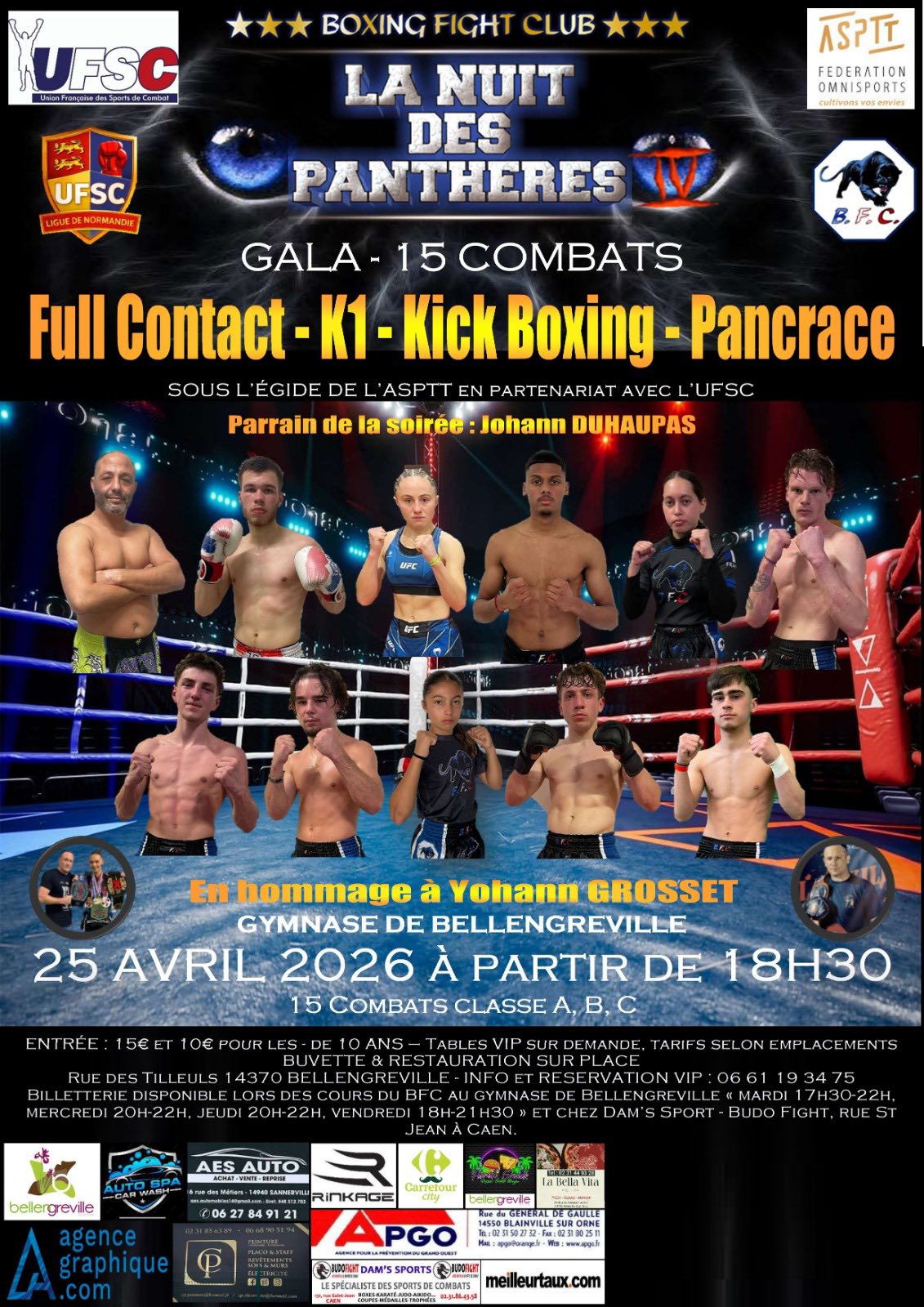Affiche officielle La Nuit des Panthères IV - Boxing Fight Club Bellengreville